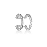 Load image into Gallery viewer, White Sterling Silver Cubic Zirconium Double Row Polished Cuff Earring