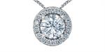 Load image into Gallery viewer, 10K White Gold Lab Diamond Round Halo Polished Pendant Necklace

PEN
