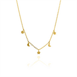 Load image into Gallery viewer, 10K Yellow Gold Star &amp; Moon Pendant Necklace

PENDANT
Dimensions: 5