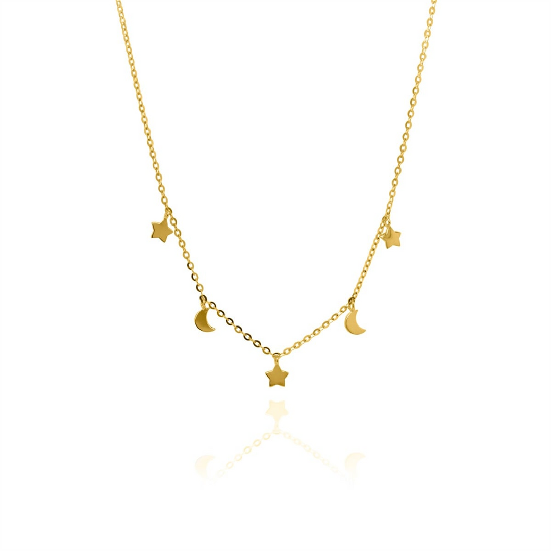 10K Yellow Gold Star & Moon Pendant Necklace

PENDANT
Dimensions: 5