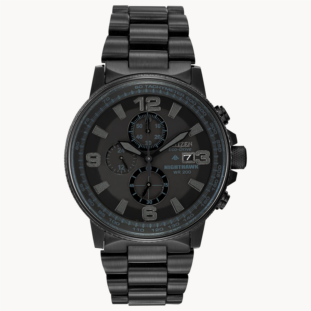 CITIZEN MA Stainless Steel Eco-Drive Chronograph Watch with Black Dial