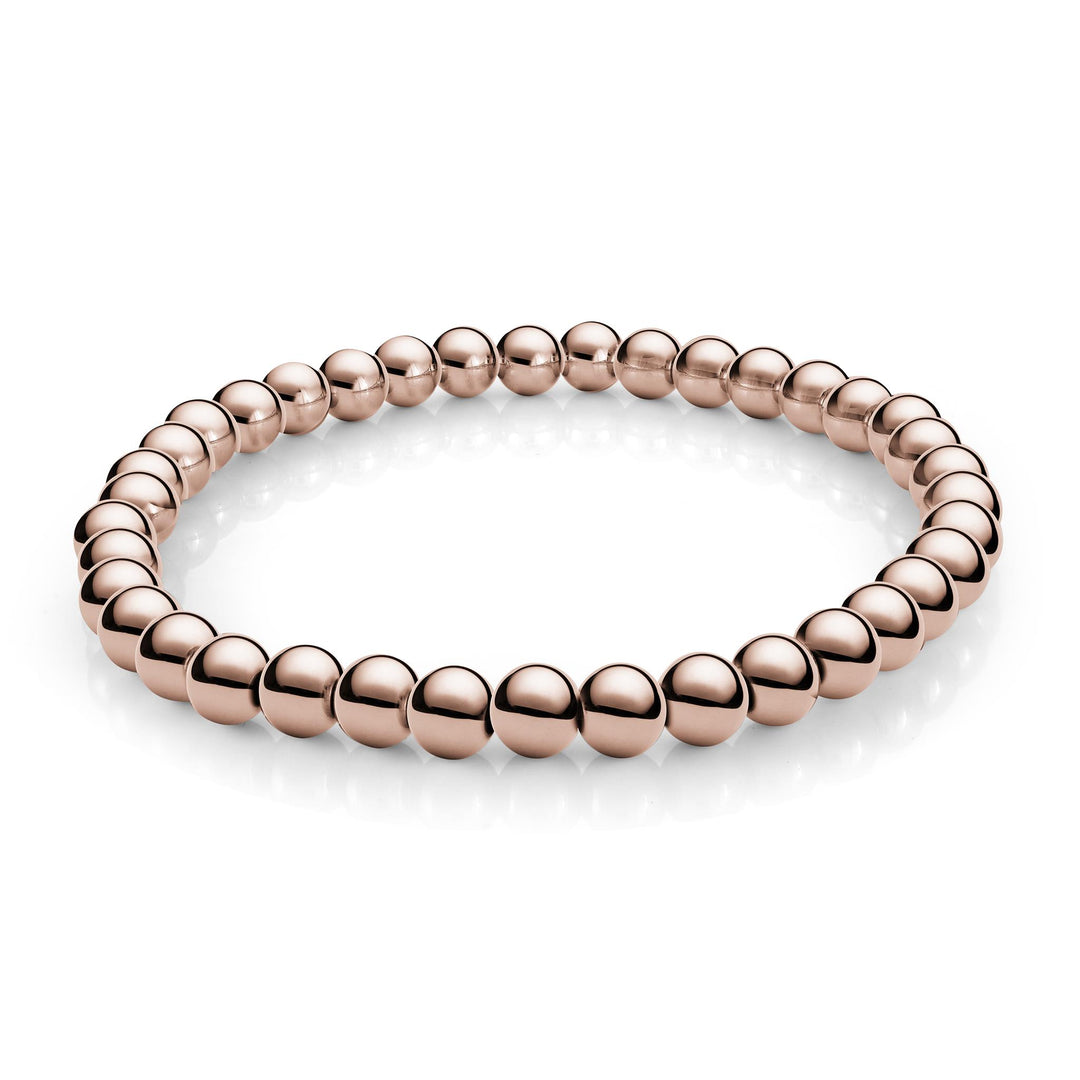 Rose Stainless Steel Ball Strech Bracelet 
Length: 7"
Width: 6mm
Fi