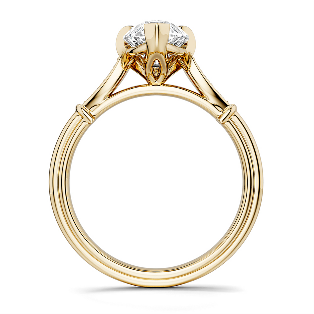 Yellow Gold Vintage Diamond Engagement Ring Semi-Mount
Fits Centre: 2