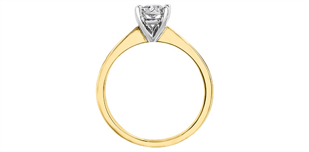 10K Yellow & White Gold Solitaire Round Diamond Engagement Ring