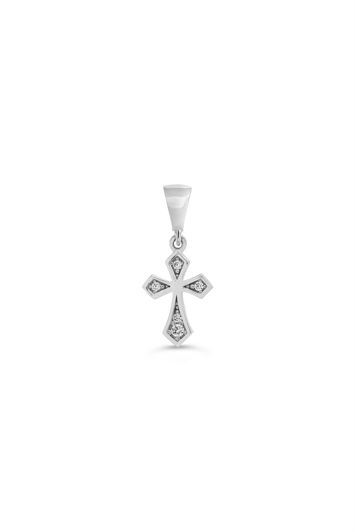 10K White Gold Cross Religious Pendant
Length: 19mm
Width: 9mm