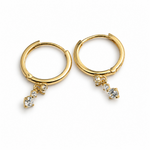 Load image into Gallery viewer, 10K Yellow Gold  Round CZ Drop Huggie Earrings
 
Dimensions: 13mm x