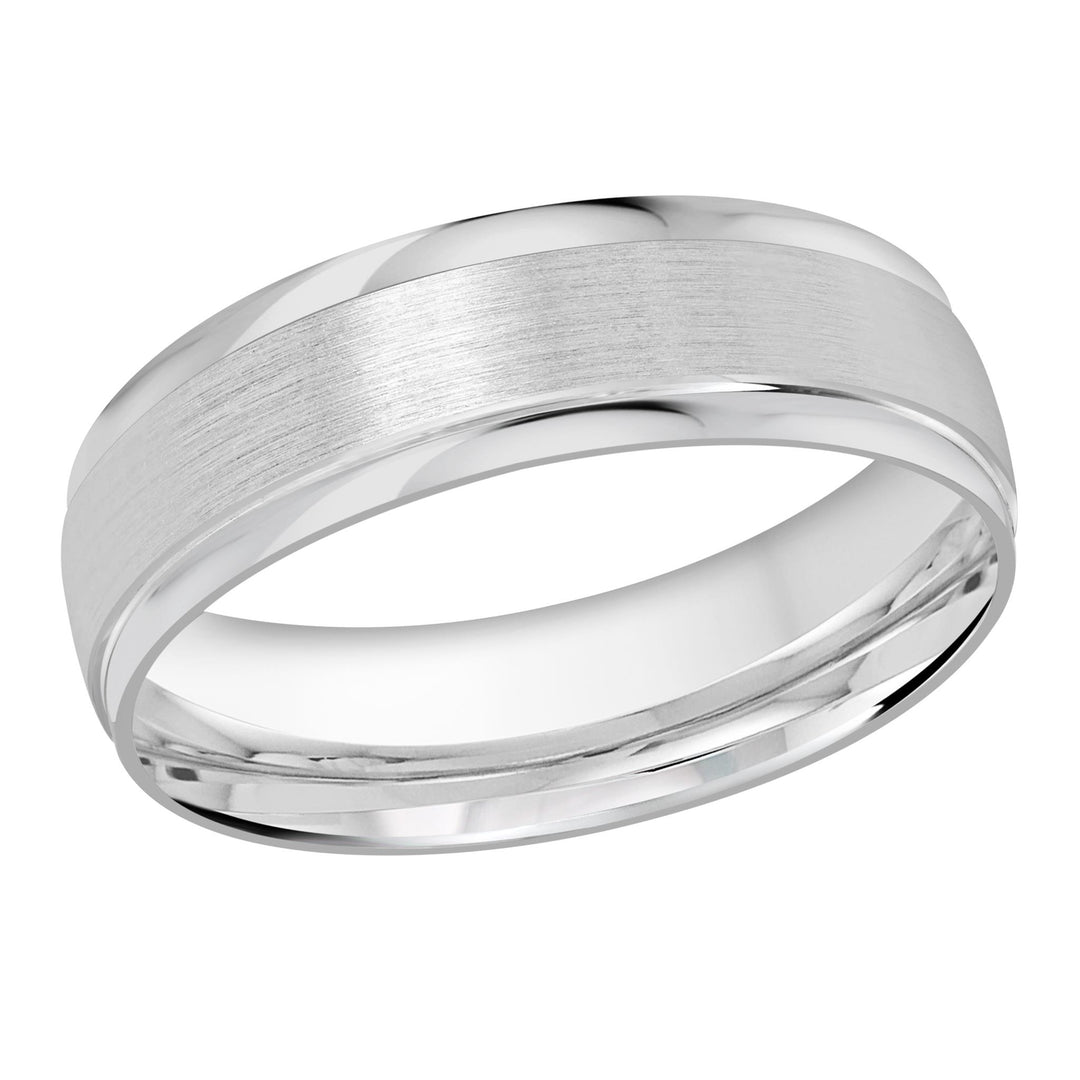 Men's 10K White Gold Stepped Down Edges Band with Satin Finish