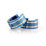 Load image into Gallery viewer, Blue Stainless Steel Round Huggie Earrings
Dimensions: 13.5mm x 6.3mm
