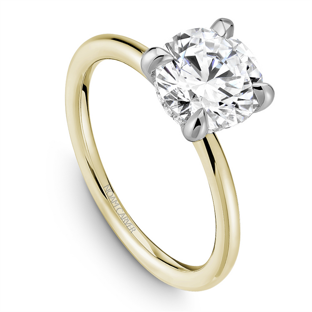 Yellow & White Gold Hidden Halo Diamond Engagement Ring Semi-Mount
Fi