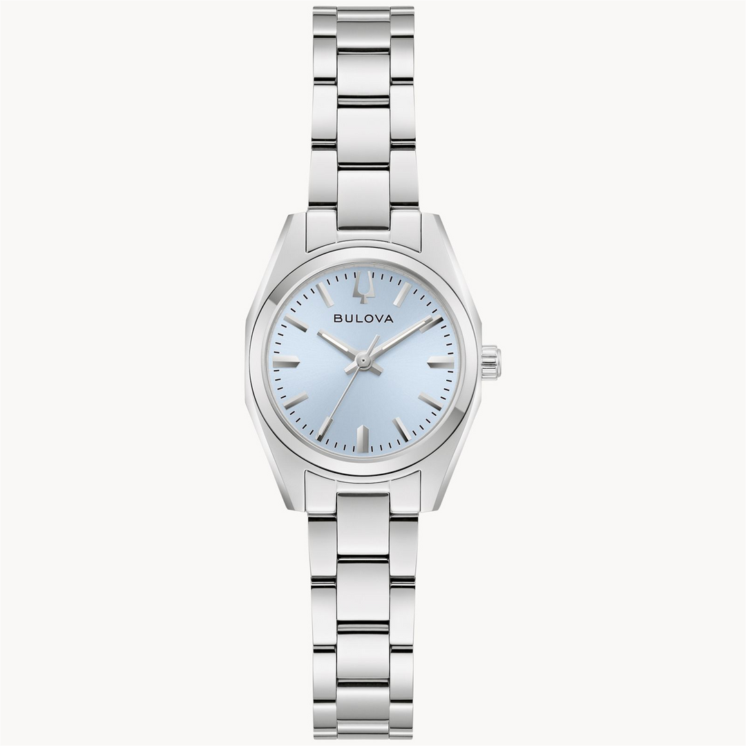 BULOVA Lady's Stainless Steel Quartz Dress Watch with Light Blue Dial