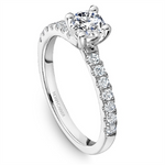 Load image into Gallery viewer, 14K White Gold Side Stones Round Diamond Engagement Ring
