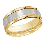 Load image into Gallery viewer, Men&#39;s 10K Yellow &amp; White Gold Stepped Down Edges Band with Satin Finish
