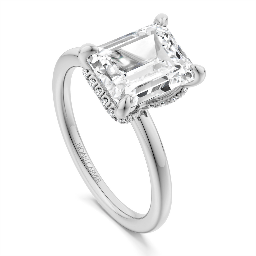 White Gold Hidden Halo Diamond Engagement Ring Semi-Mount
Fits Centre