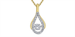 Load image into Gallery viewer, 10K Yellow &amp; White Gold Diamond Teardrop Polished Dancing Stone Pendan