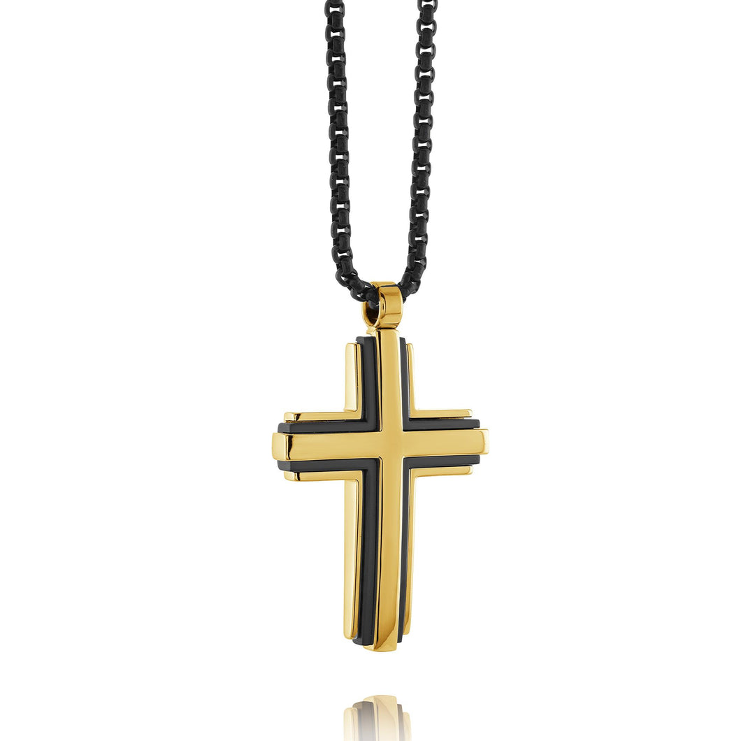 Matte' Gold Stainless Steel Cross Necklace