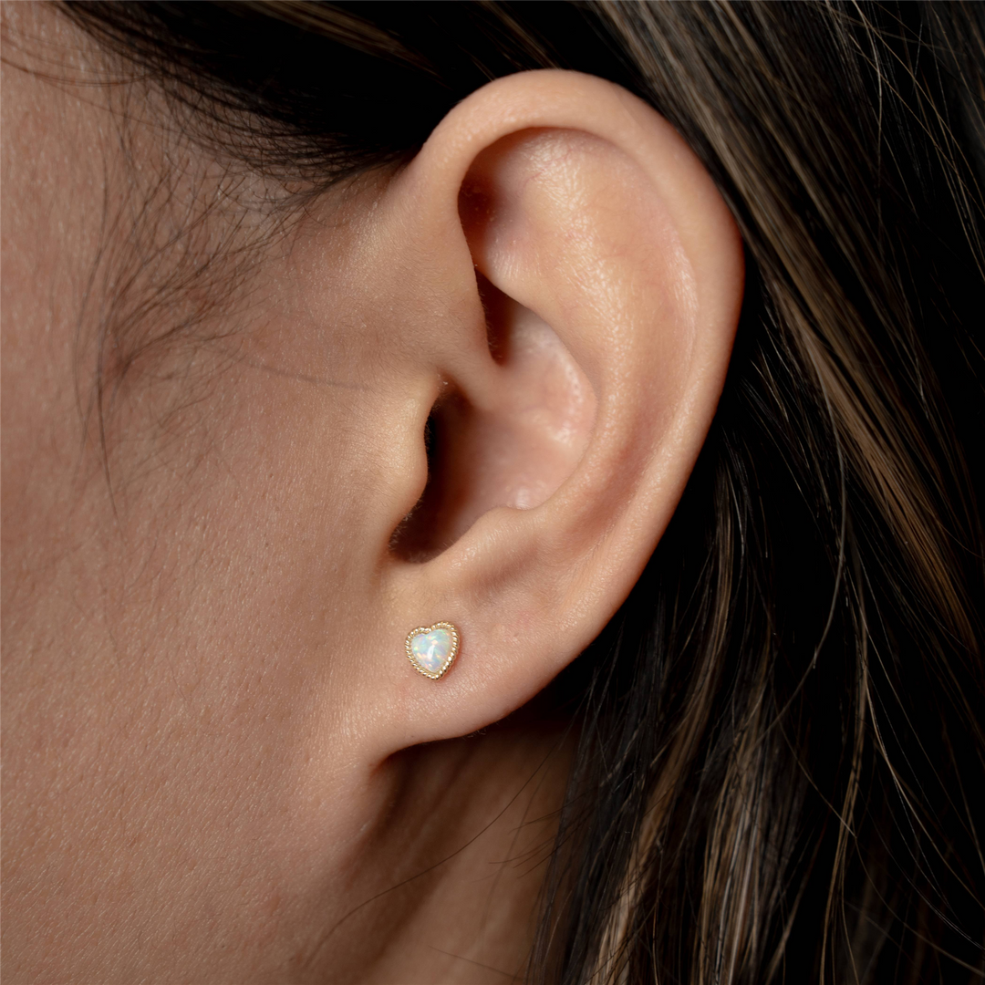 10K Yellow Gold Heart Opals Stud Earrings
Primary Stone: Heart Opals