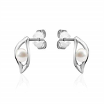 Load image into Gallery viewer, Sterling Silver White Leaf Pearl Stud Earrings
Primary Stone: Round F
