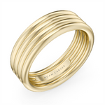 Load image into Gallery viewer, Men's Yellow Gold Ridged Band with Polished Finish 
Top Width: 7 mm