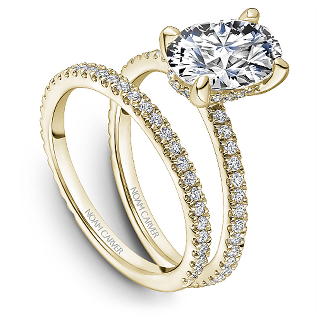 14K Yellow Gold Side Stones Diamond Engagement Ring Semi-Mount
Fits C
