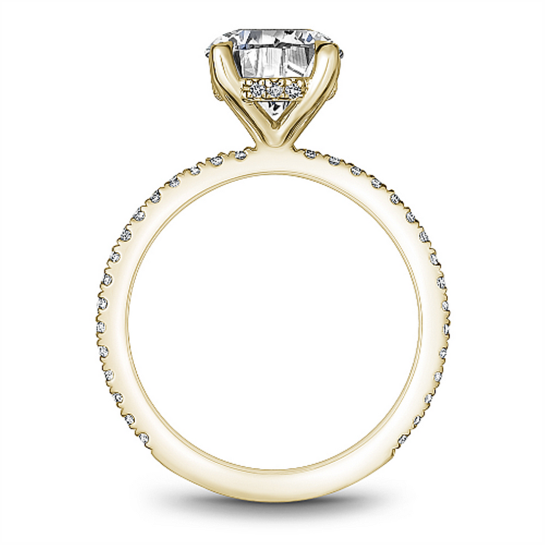 14K Yellow Gold Side Stones Diamond Engagement Ring Semi-Mount
Fits C