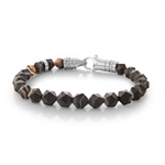 Load image into Gallery viewer, Black Stainless Steel Agate Faceted Bead Bracelet 
Length: 8.25&quot;
Wid
