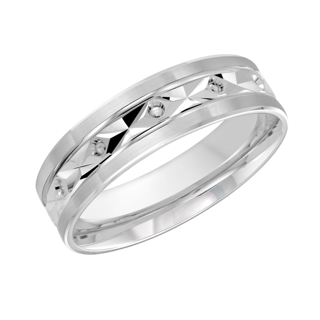 Men's 10K White Gold Flat Band with Satin Finish