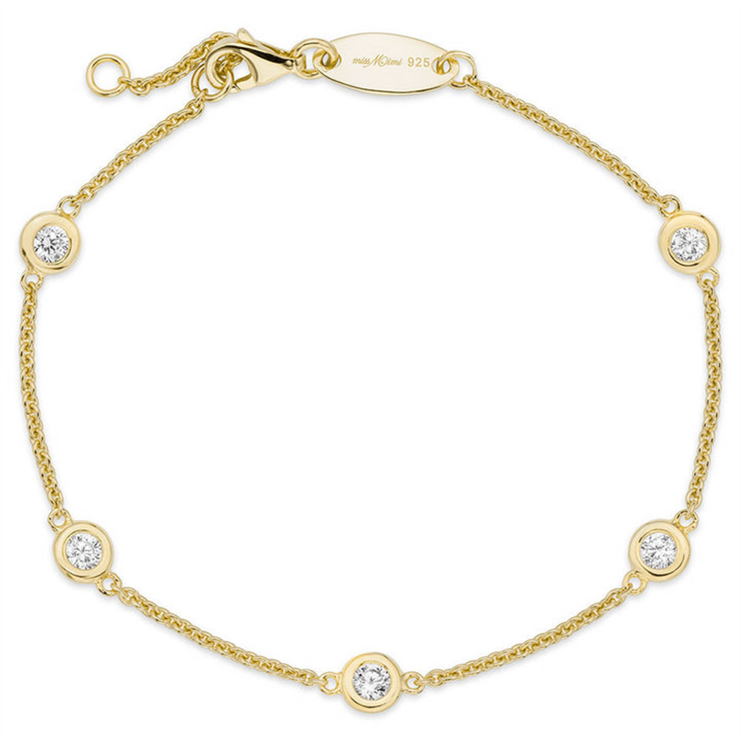 Yellow Gold Vermeil Sterling Silver Diamond by the Yard Open Link Brac