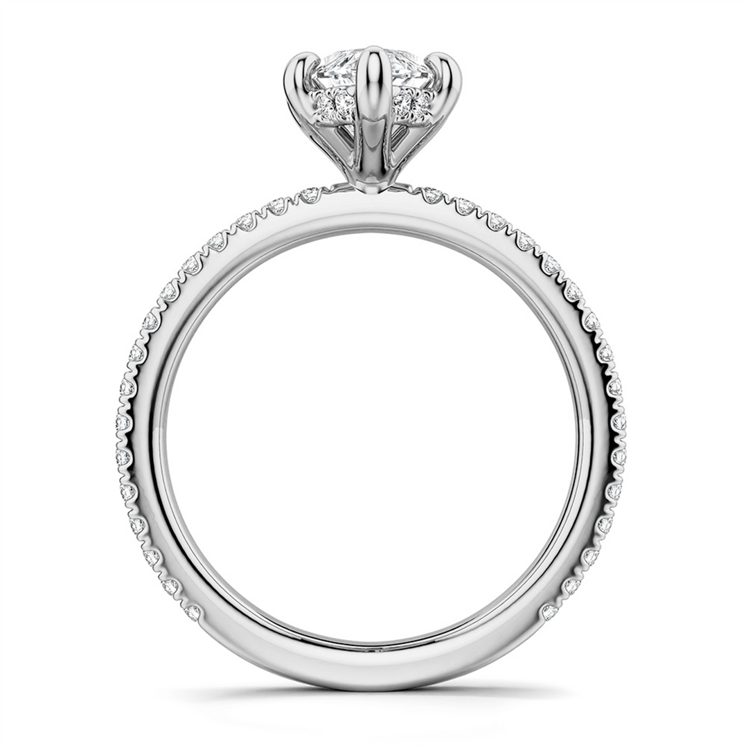 White Gold Side Stones Diamond Engagement Ring Semi-Mount
Fits Centre