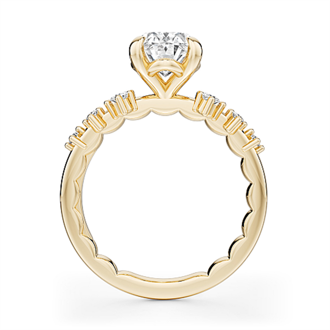 14K Yellow Gold Side Stones Diamond Engagement Ring Semi-Mount
Fits C