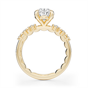 14K Yellow Gold Side Stones Diamond Engagement Ring Semi-Mount
Fits C