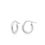 Load image into Gallery viewer, White Sterling Silver Round Polished Huggie Earrings
Earring Length/D