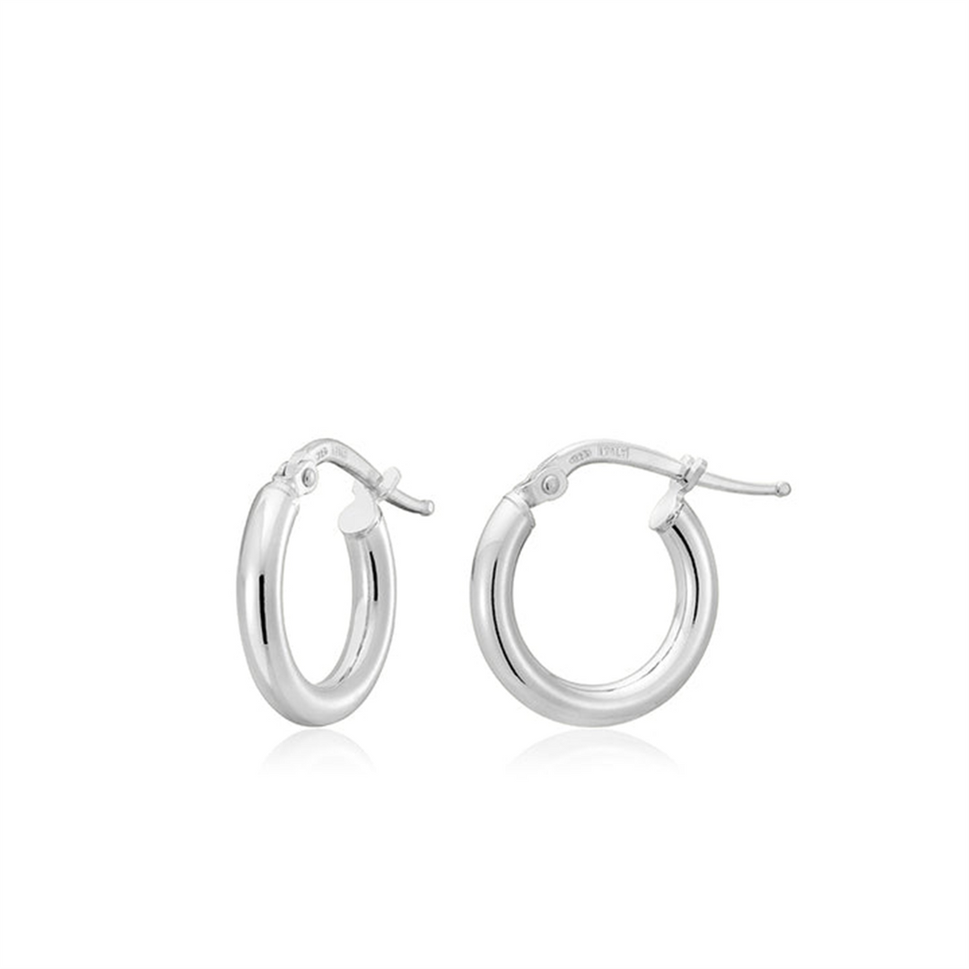 White Sterling Silver Round Polished Huggie Earrings
Earring Length/D