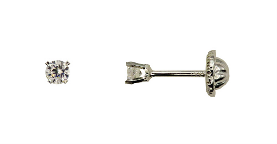 Kid's 10K White Gold Round CZ Stud Earrings

Dimensions: 2.5mm