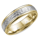 Load image into Gallery viewer, Men&#39;s Yellow &amp; White Gold Flat with Milgrain Band with Hammered Finish
