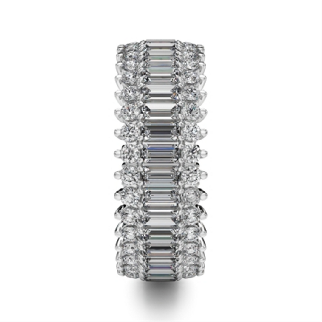 Lady's White Gold Prong Set Eternity Lab Diamonds Band
Diamond Shape: Baguette, Round