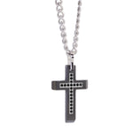 Load image into Gallery viewer, Matte&#39; Black Stainless Steel Cross Necklace
