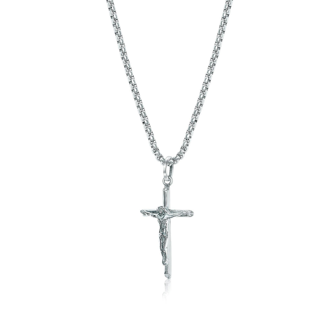 Steel Stainless Steel Crucifix Pendant Necklace