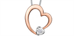 Load image into Gallery viewer, 10K Rose &amp; White Gold Diamond Heart Polished Pendant Necklace

PENDA
