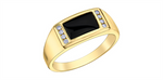 Load image into Gallery viewer, Men&#39;s 10K Yellow Gold Signet Onyx and Diamonds Ring
