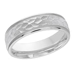 Load image into Gallery viewer, Men&#39;s 10K White Gold Flat with Milgrain Band with Hammered Finish
