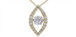 Load image into Gallery viewer, 10K White &amp; Yellow Gold Diamond Oval Polished Dancing Stone Pendant Ne
