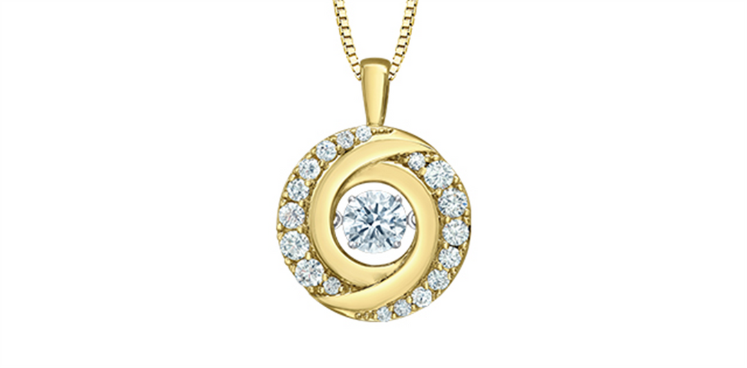 14K White & Yellow Gold Lab Diamond Round Polished Dancing Stone Penda