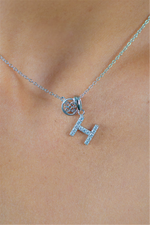 Load image into Gallery viewer, White Sterling Silver Initial "H" Polished Pendant Necklace

PENDANT
