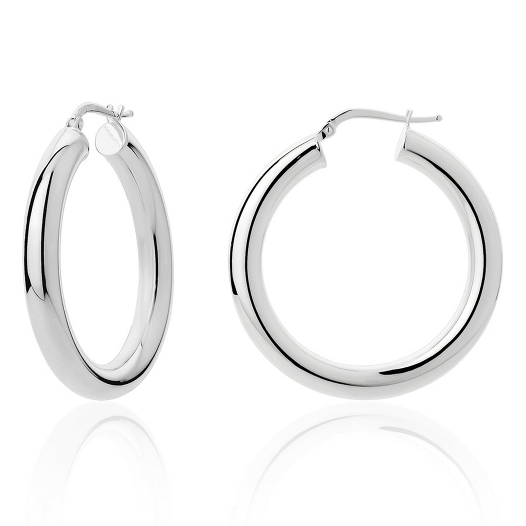 White Sterling Silver Polished Large Hoop Earrings
Earring Length/Dia