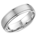 Load image into Gallery viewer, Men's White Gold Stepped Down Edges Band with Sandpaper Finish 
Top W