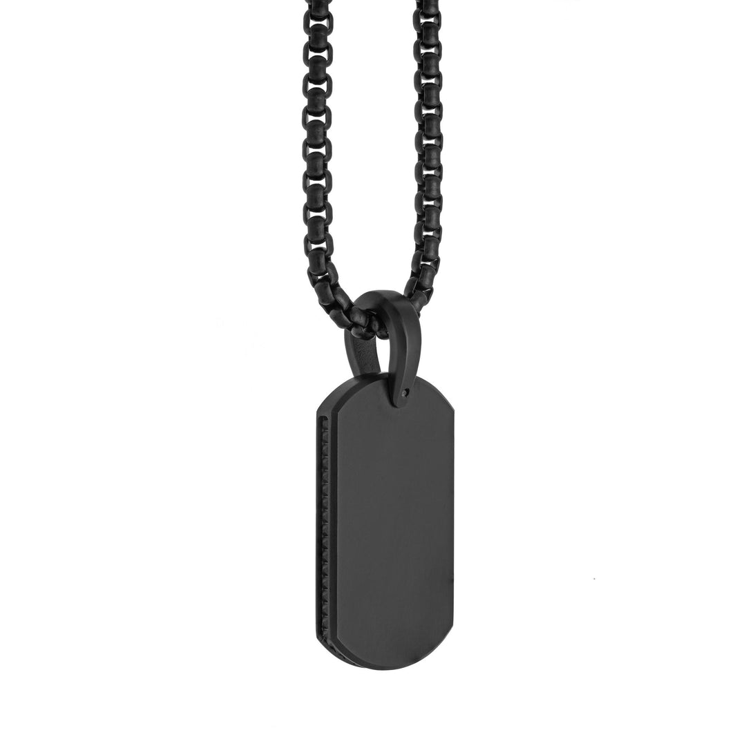 Matte' Black Stainless Steel Dog Tag Necklace