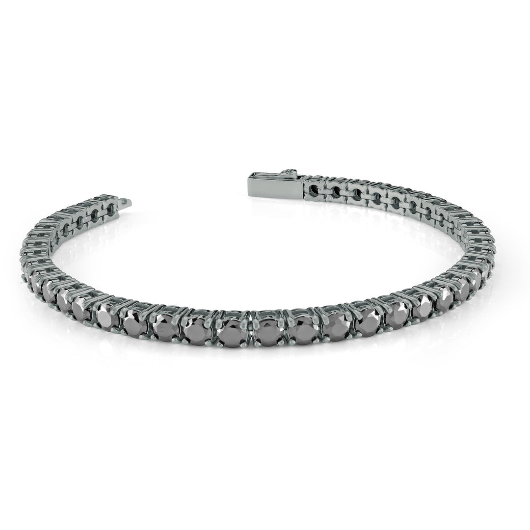 Gun-Metal Grey Stainless Steel Tennis Bracelet with Cubic Zirconiums 
Length: 8"