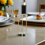 Load image into Gallery viewer, 10K Yellow Gold Bar Dangle Earrings
 
Dimensions: 70mm x 2.3mm
