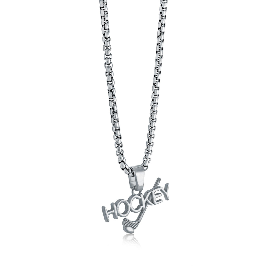 Polished Stainless Steel Hockey Stick Necklace