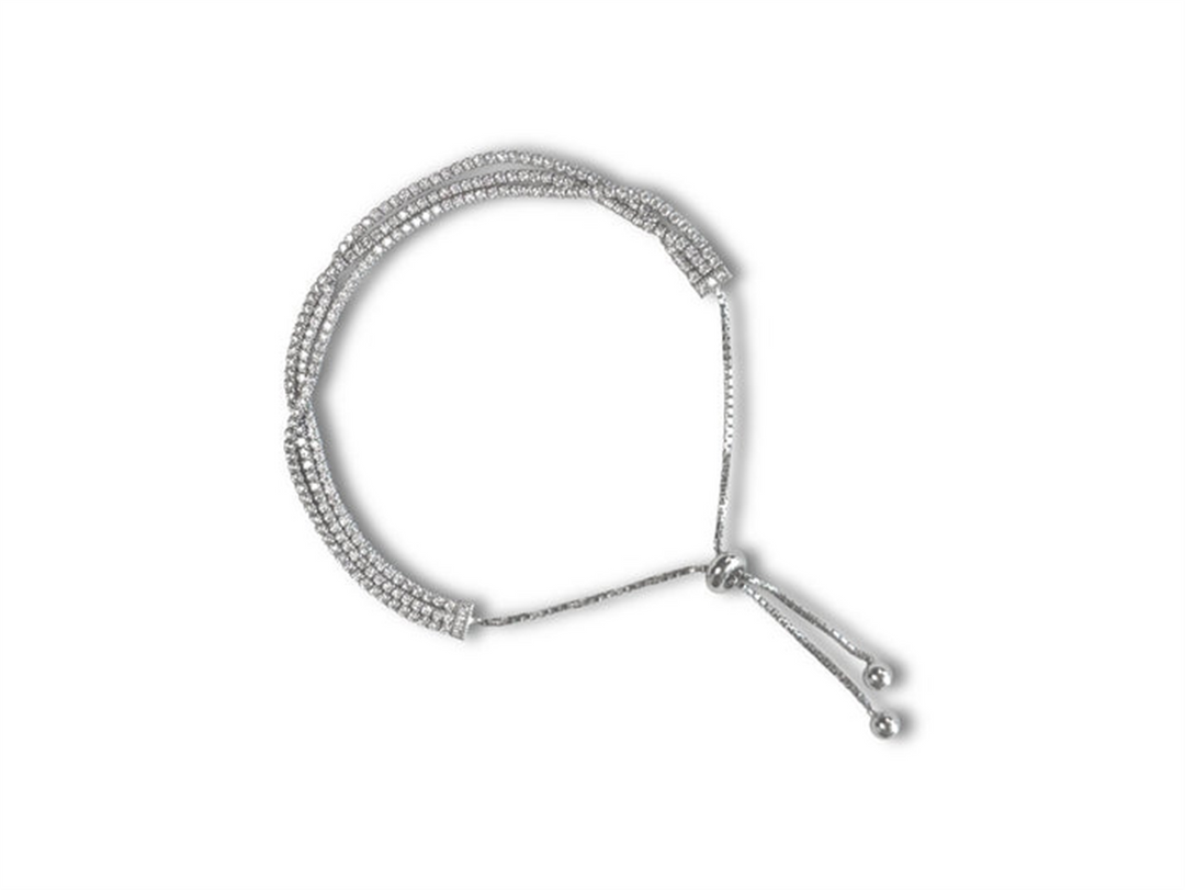 White Sterling Silver Triple Strand Tennis Bracelet 
Top Width: 5.5mm